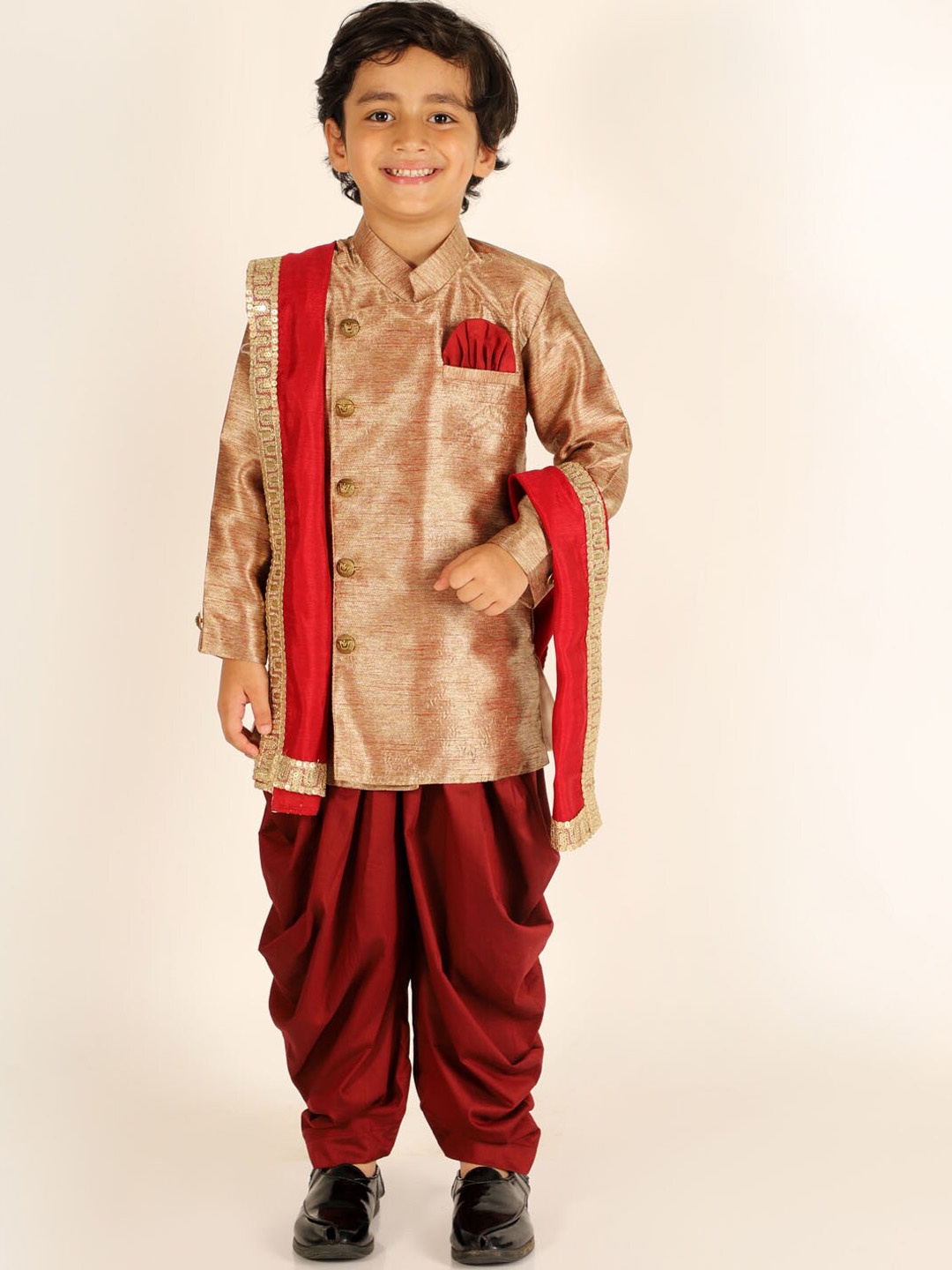 

JBN Creation Boys Sherwani With Dhoti & Dupatta, Bronze