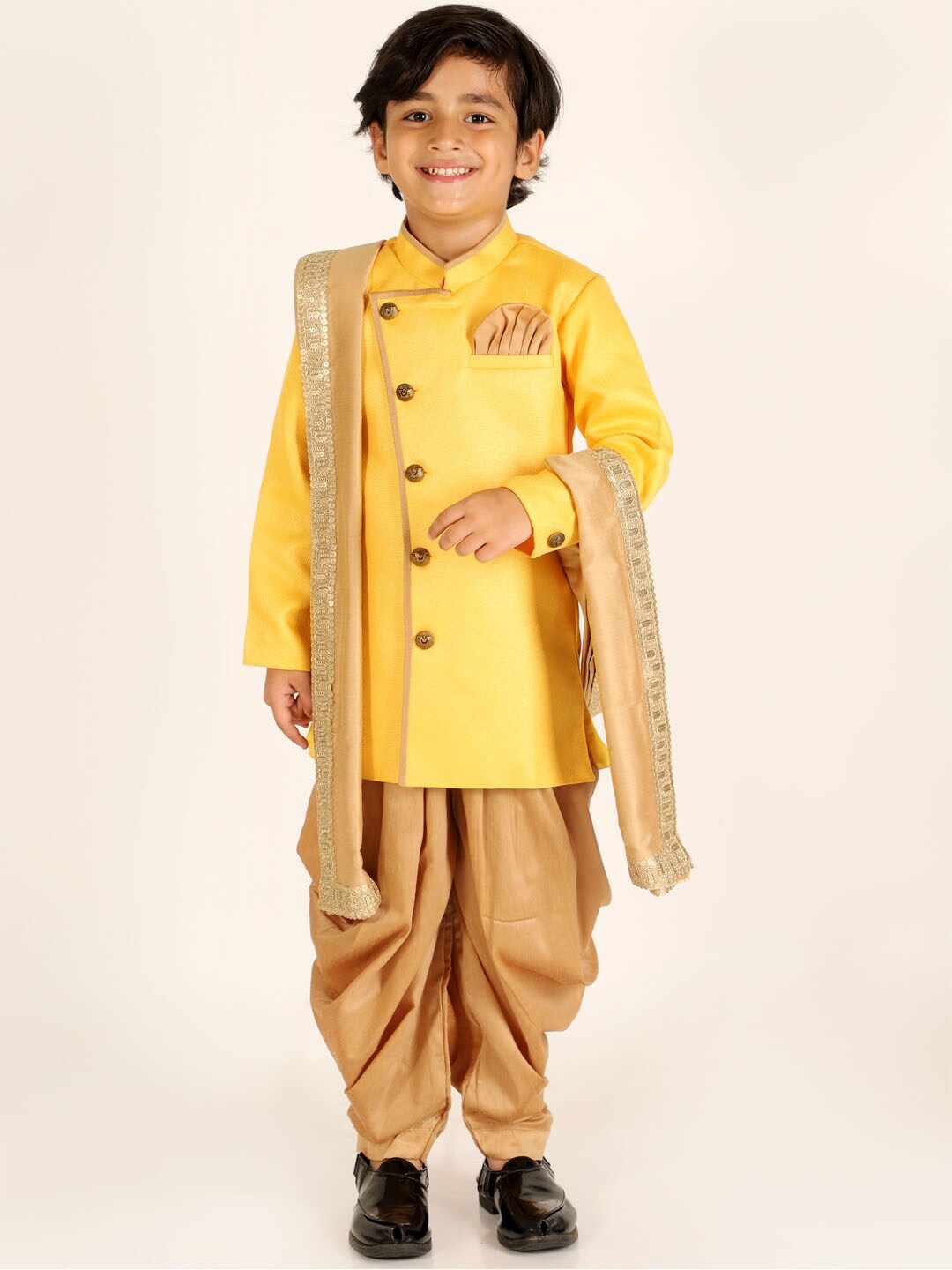 

JBN Creation Boys Self-Design Sherwani Set, Yellow