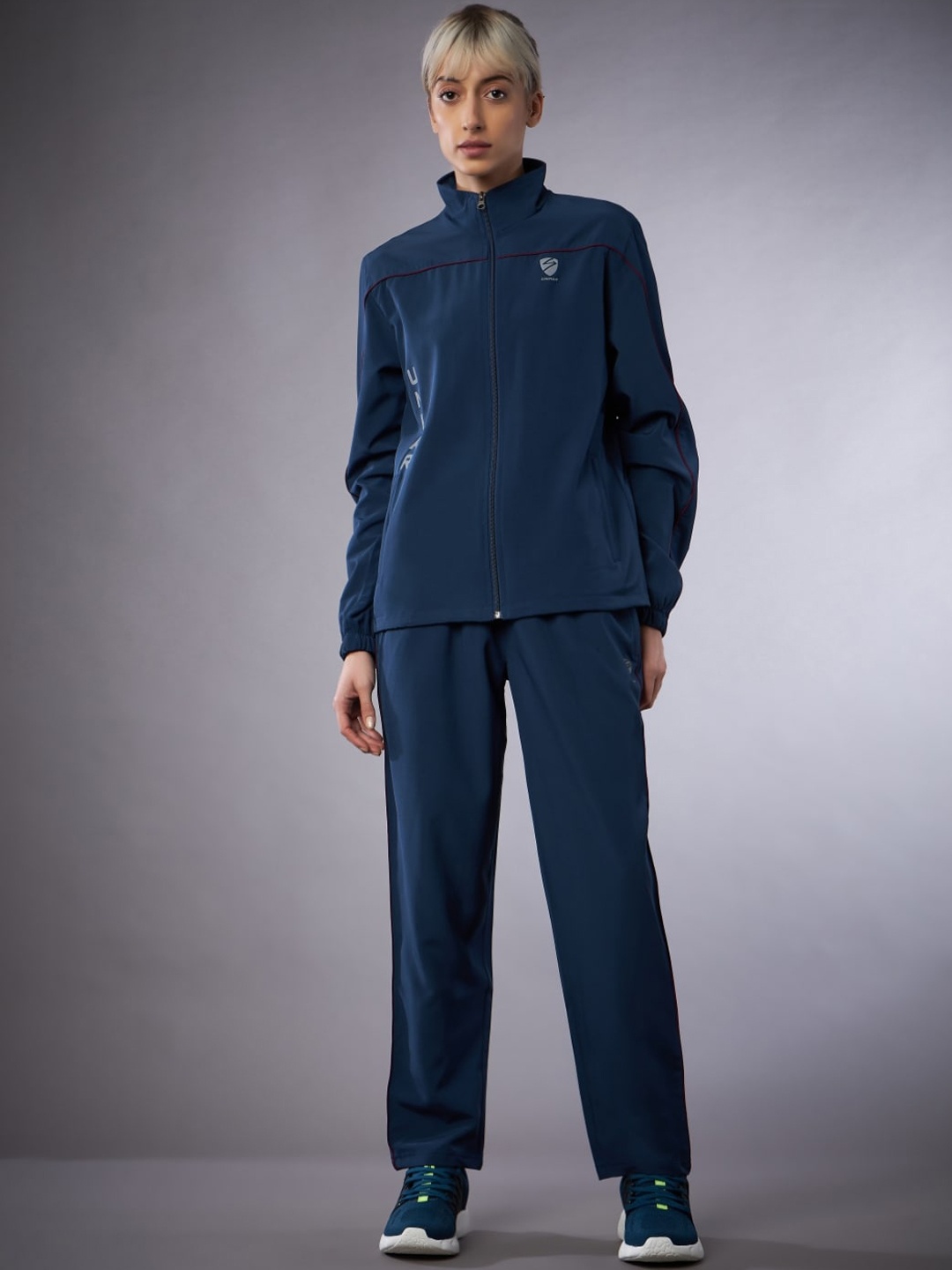 

UNPAR Women Brand Logo Printed Ultra Stretch Tracksuits, Blue