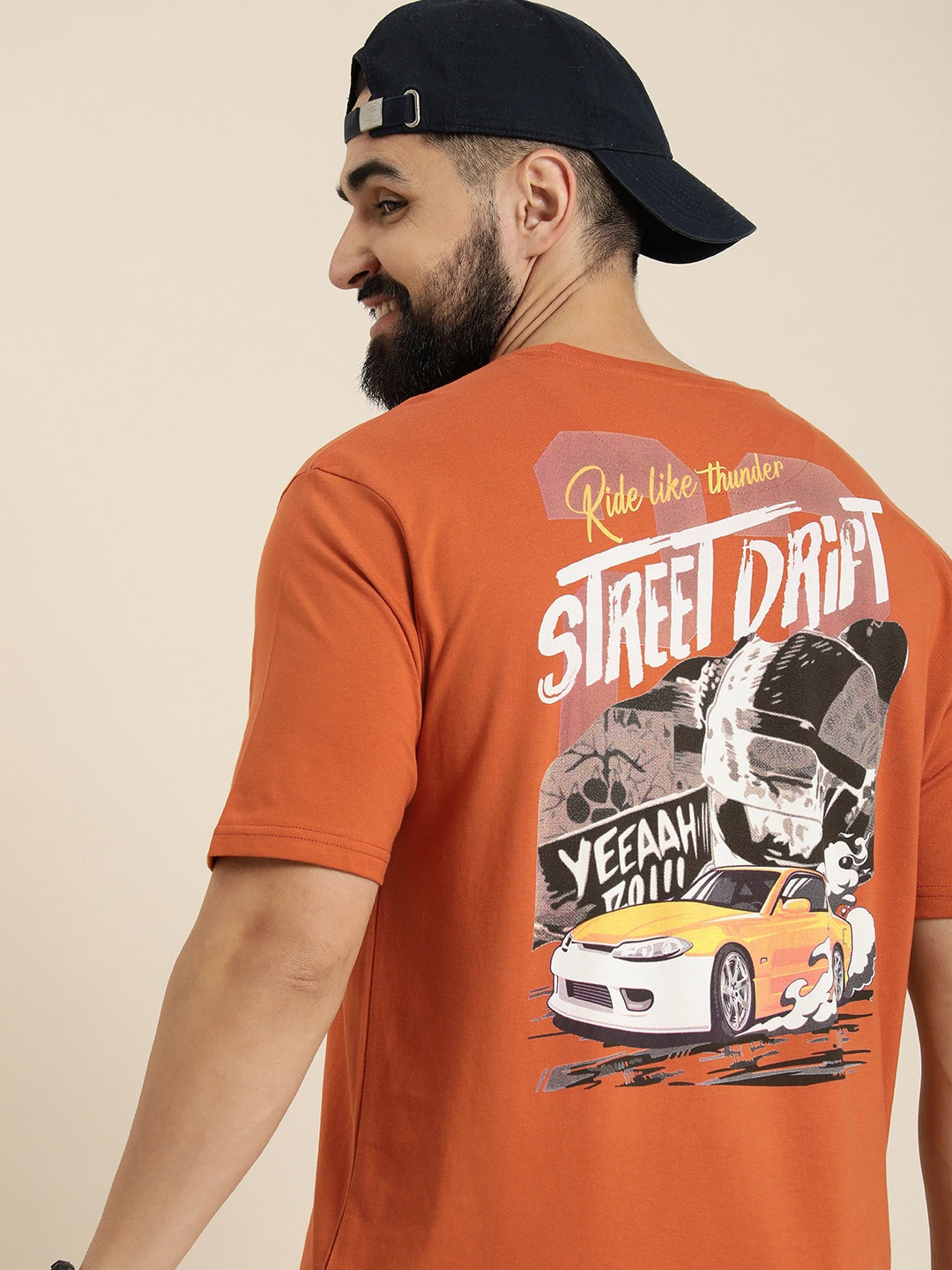 

HERE&NOW Printed Pure Cotton Casual T-shirt, Rust