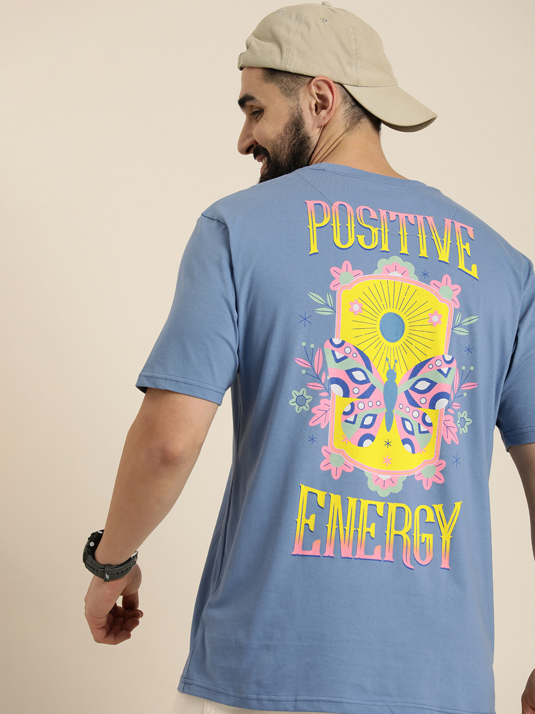 

HERE&NOW Printed Pure Cotton T-shirt, Blue