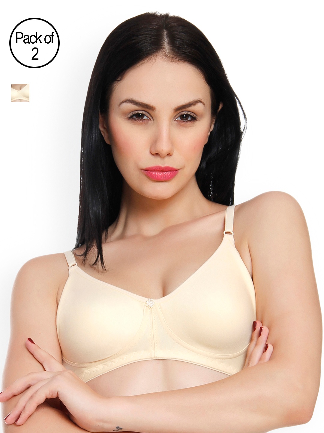 

Innocence Pack of 2 Non-Wired & Non-Padded Seamless T-shirt Bras BBAPLIN44497_40, Cream