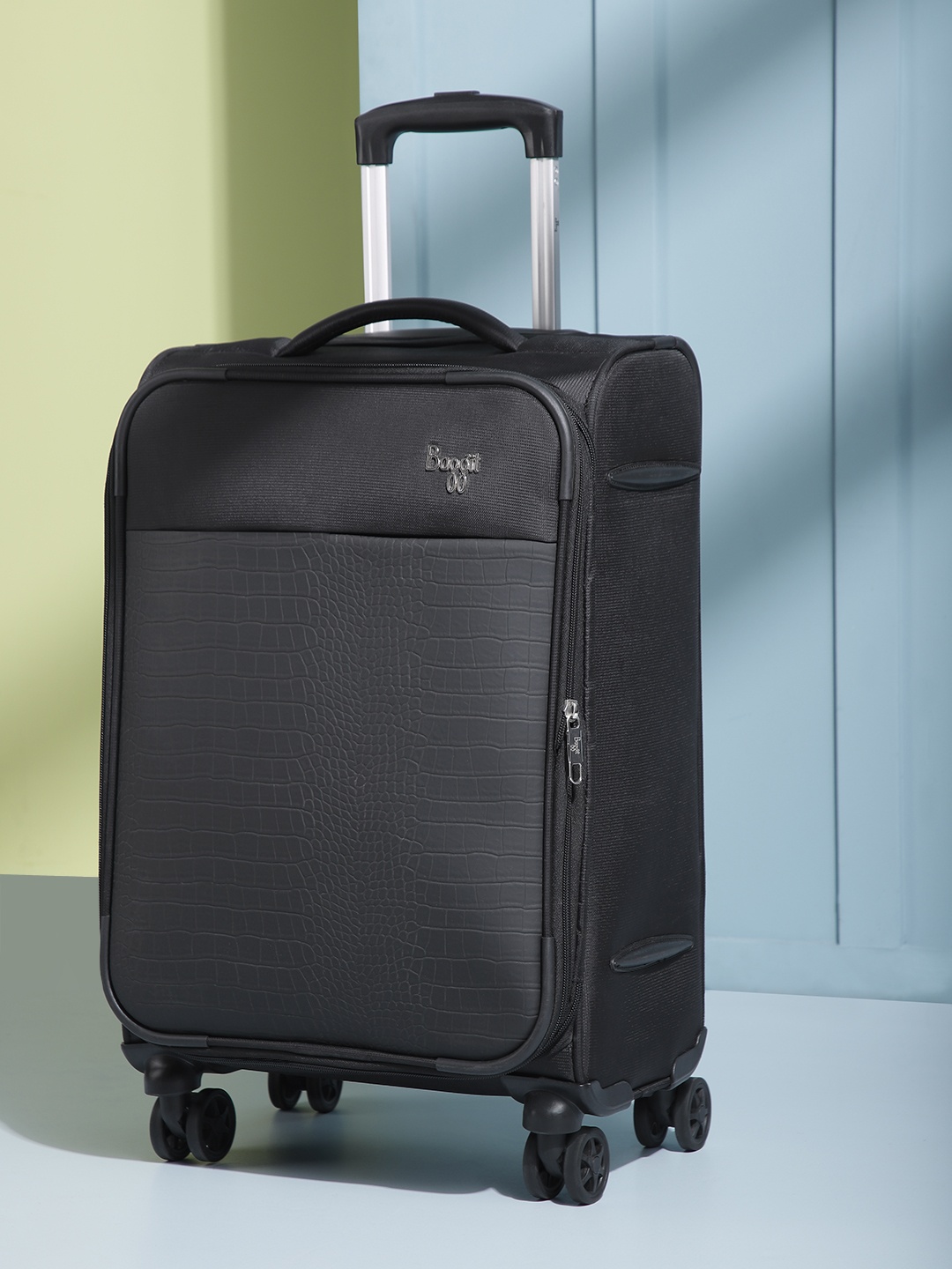 

Baggit ACE Textured Soft-Sided Cabin Trolley Suitcase, Black