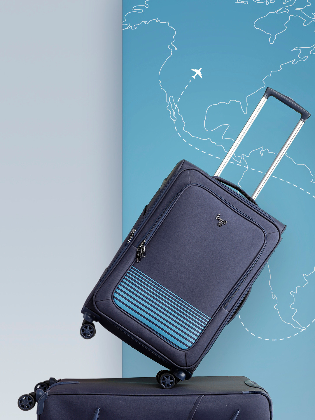 

Baggit Viber 75 cm Large Trolley Suitcase, Navy blue