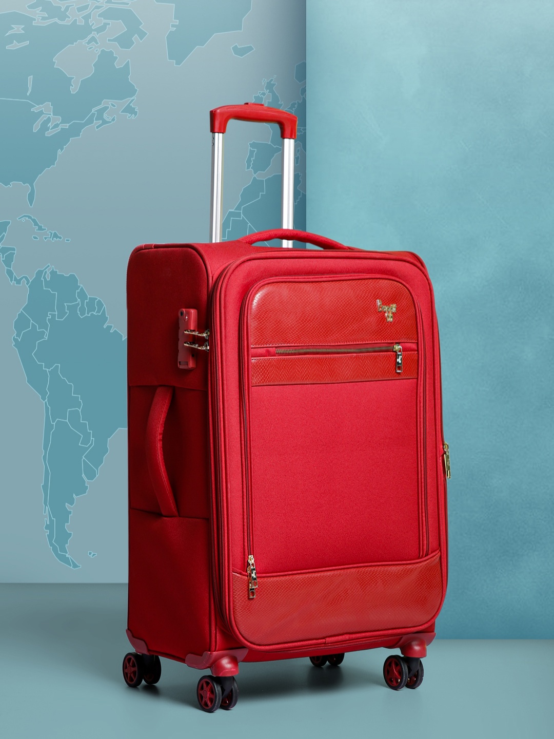 

Baggit ASPIRE Textured Soft-Sided Medium Trolley Suitcase, Red