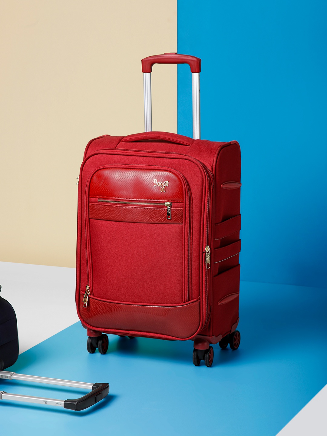 

Baggit ASPIRE Textured Soft-Sided Cabin Trolley Suitcase, Red