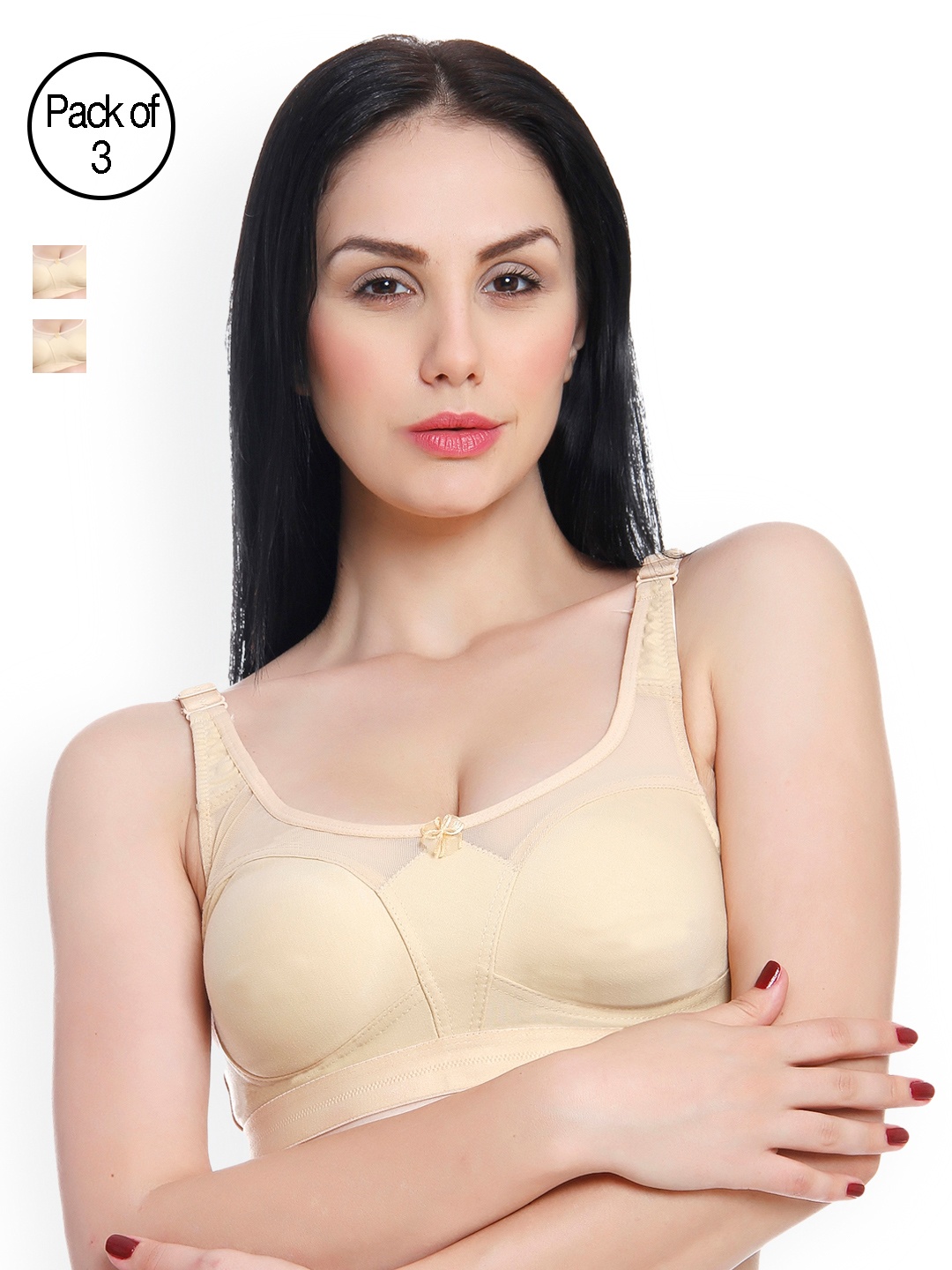 

Innocence Pack of 3 Non Wired Full Coverage Non Padded Everyday Bra BBAPLIN44510_40, Cream