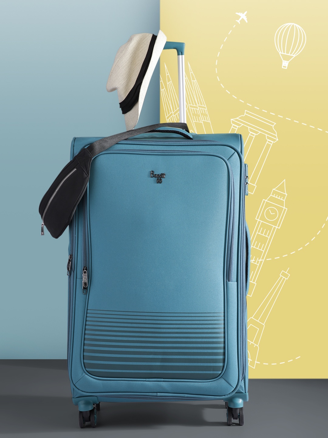 

Baggit Viber 77 cm Large Trolley Suitcase, Teal