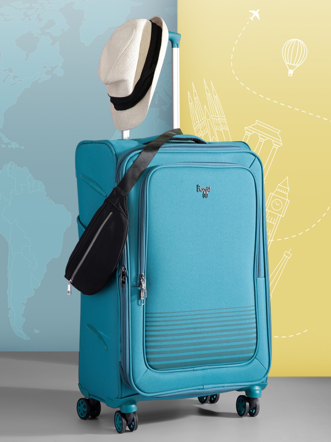 

Baggit Viber 66 cm Medium Trolley Suitcase, Teal