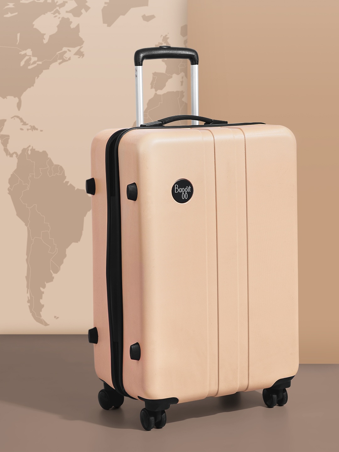 

Baggit Unisex Textured Passion Hard-Sided Medium-Sized Trolley Bag, Peach