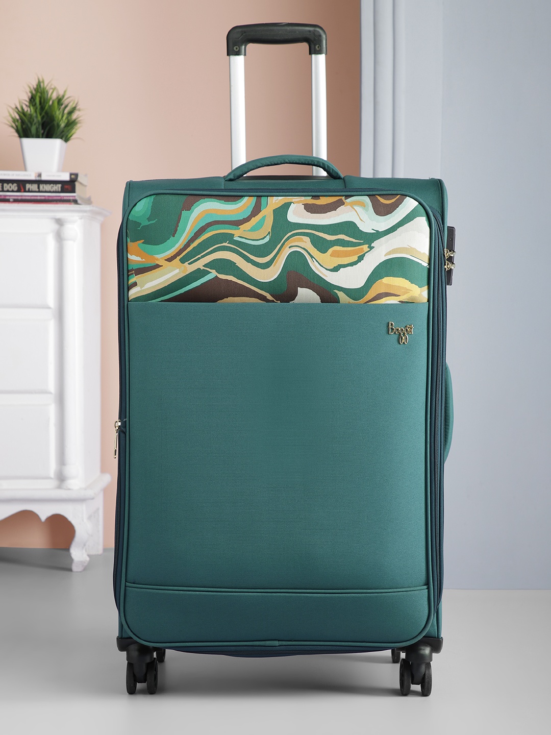 

Baggit Lava 77 cm Printed Large Trolley Suitcase, Green