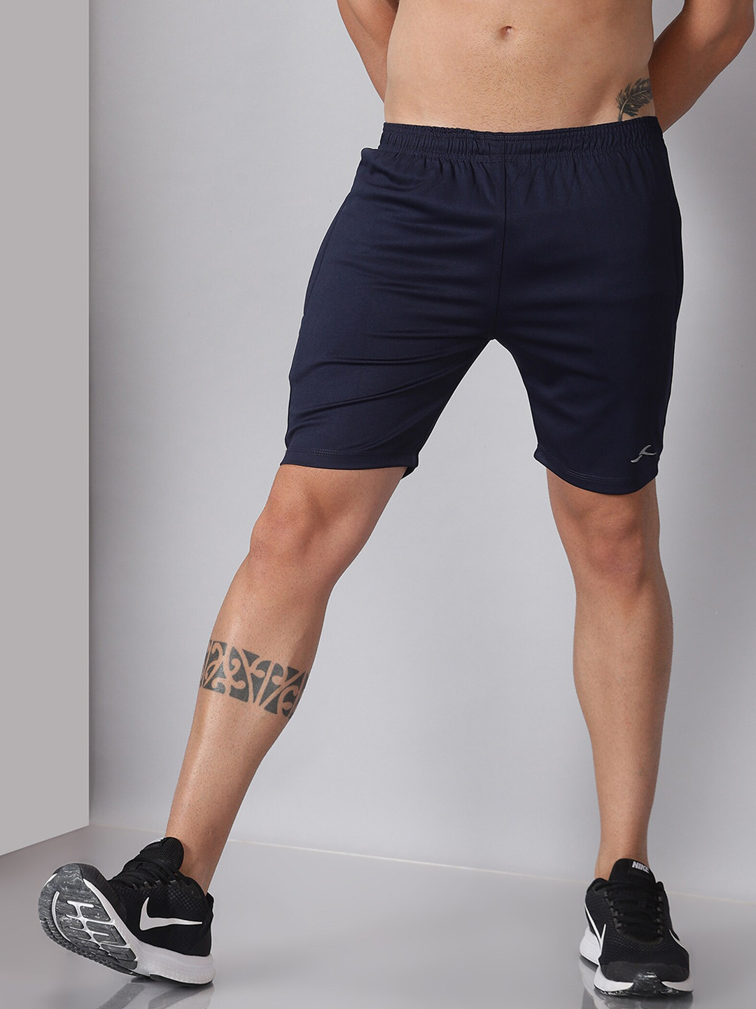 

KRAASA Men Mid Rise Sports Shorts, Navy blue