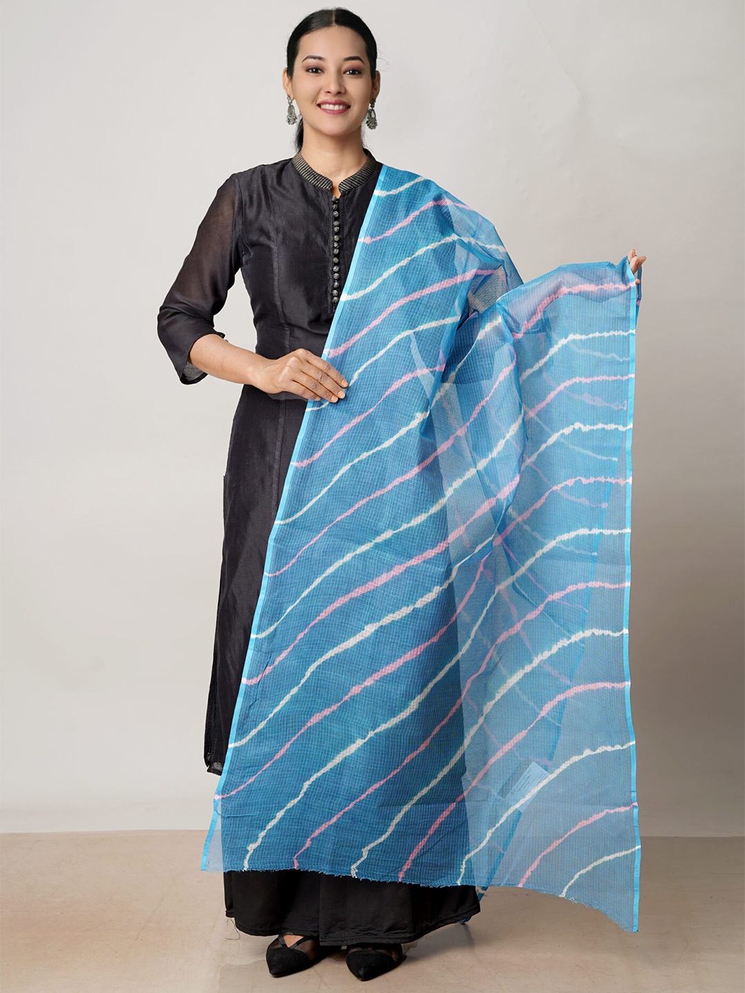 

Unnati Silks Leheriya Printed Pure Cotton Dupatta, Blue