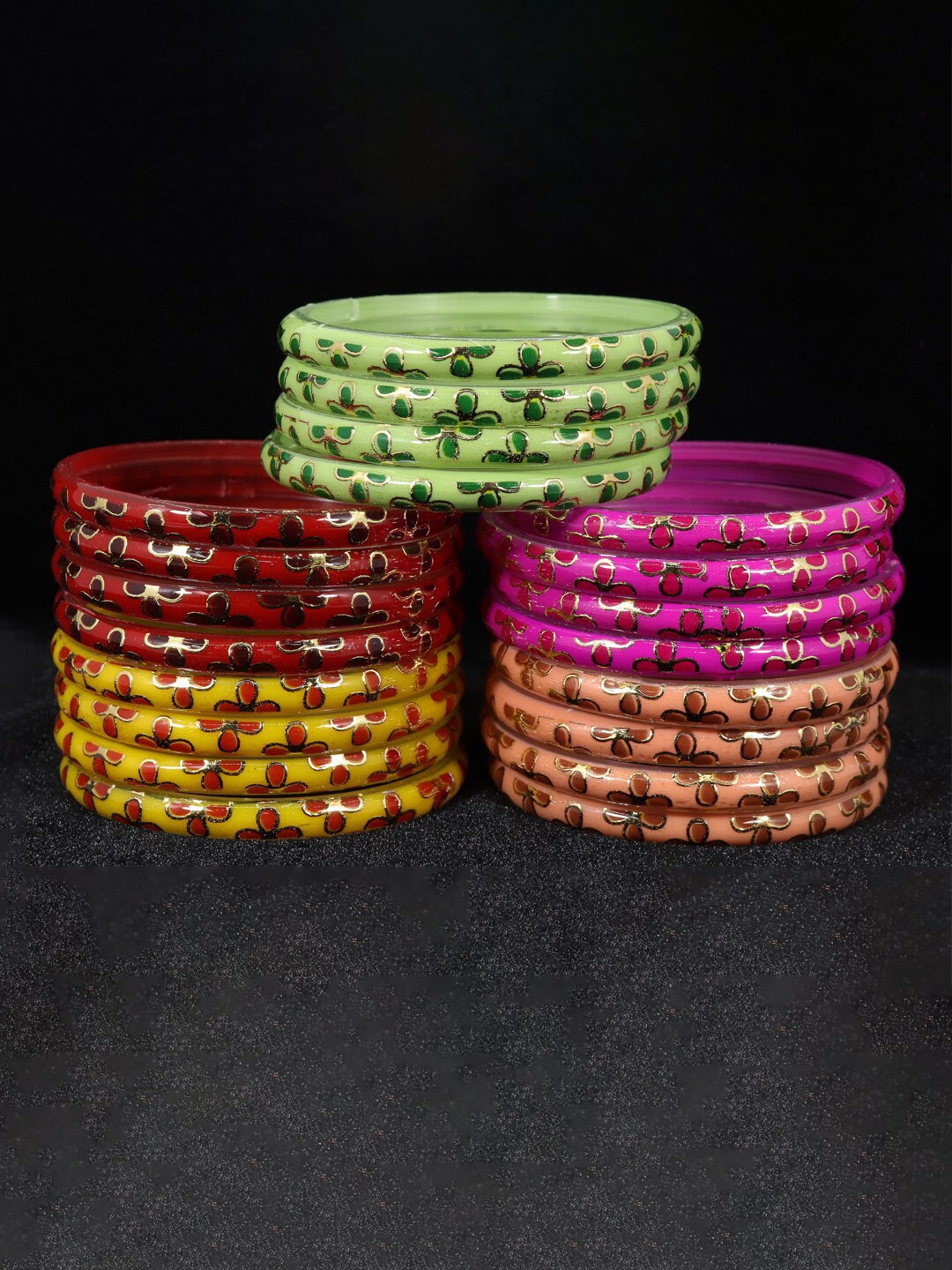

NMII Set Of 20 Printed Glossy Finished Bangles, Pink
