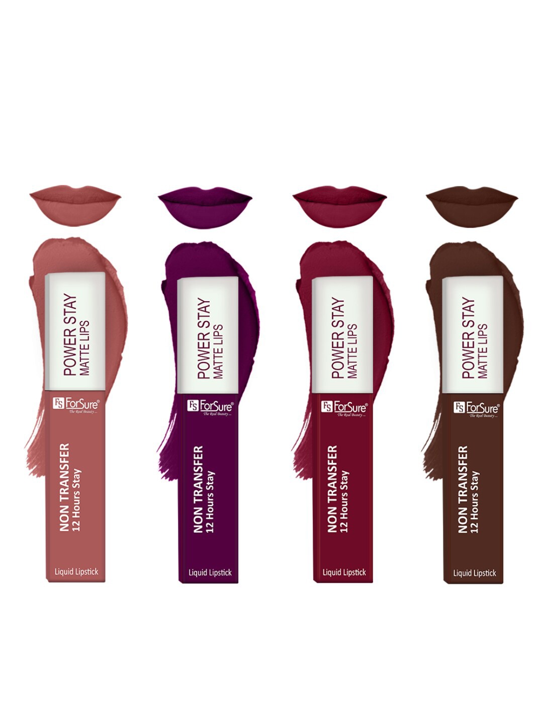 

ForSure Set Of 4 Power Stay Liquid Lipstick 5 ml Each - Shade 03, 09, 16, 21, Beige