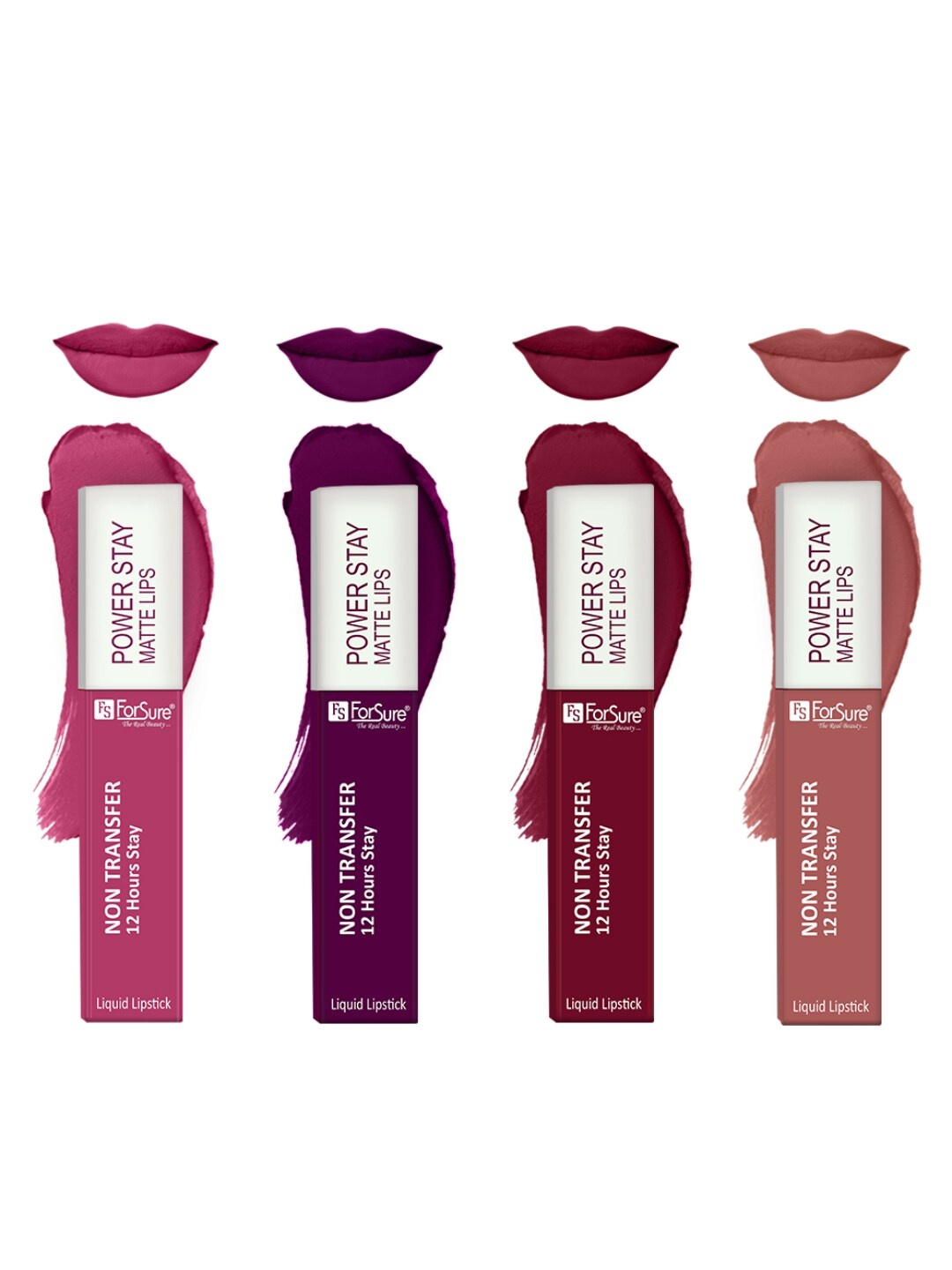 

ForSure Set Of 4 Power Stay Liquid Lipstick 5 ml Each - Shade 03, 21, 09, 10, Pink