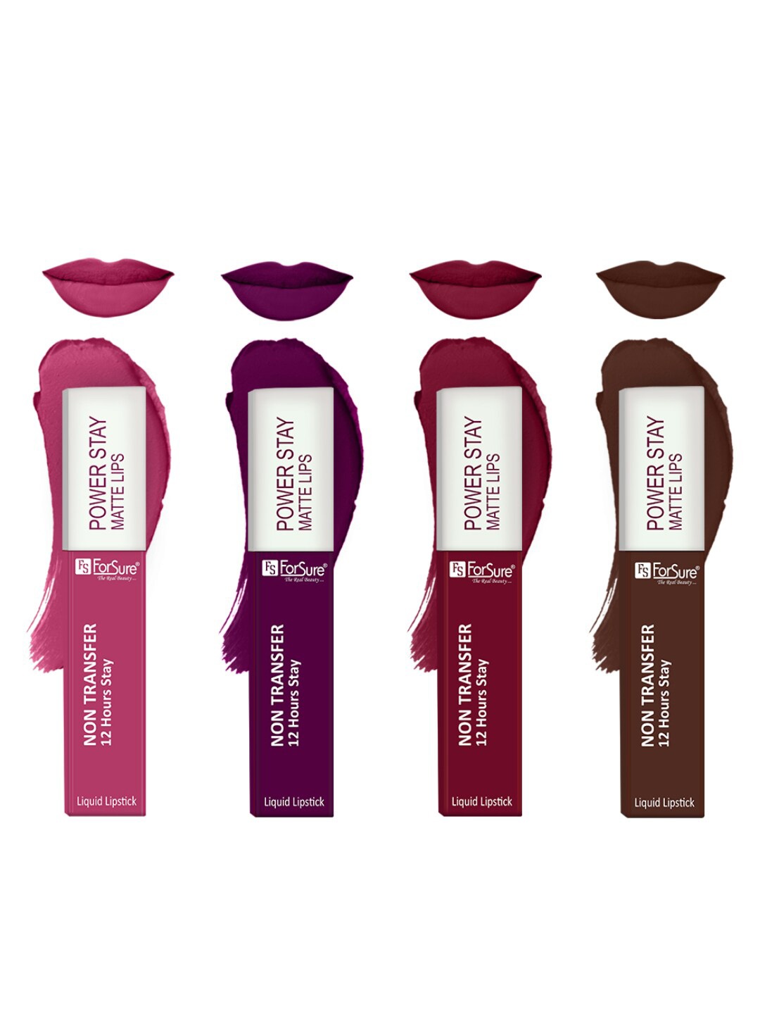 

ForSure Set Of 4 Power Stay Liquid Lipstick 5 ml Each - Shade 03, 09, 10, 16, Pink