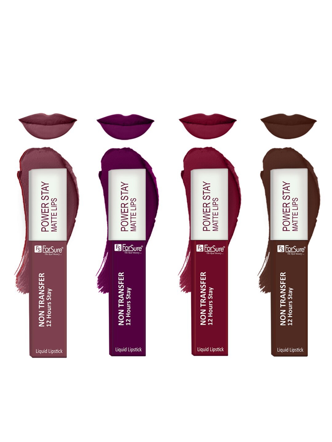 

ForSure Set Of 4 Power Stay Liquid Lipstick 5 ml Each - Shade 03, 09, 16, 23, Brown