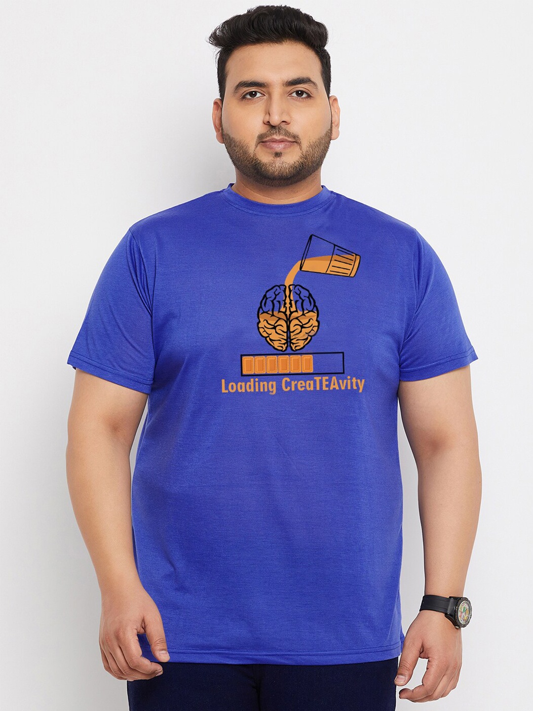 

bigbanana Plus Size Graphic Printed Bio Finish T-shirt, Blue