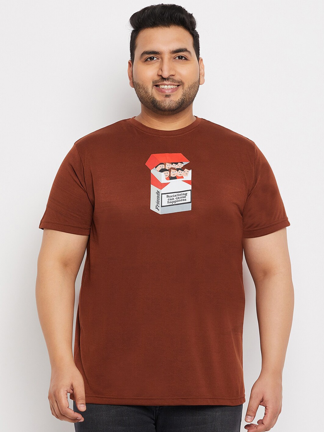 

bigbanana Plus Size Graphic Printed Bio Finish T-shirt, Brown
