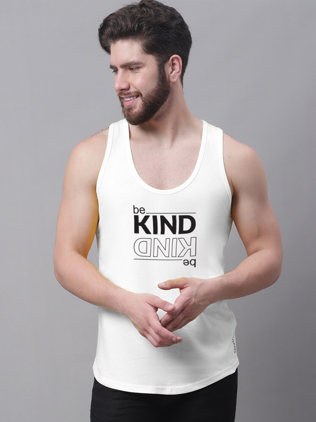 

Friskers Typography Printed Pure Cotton Skin Friendly Innerwear Vests, White