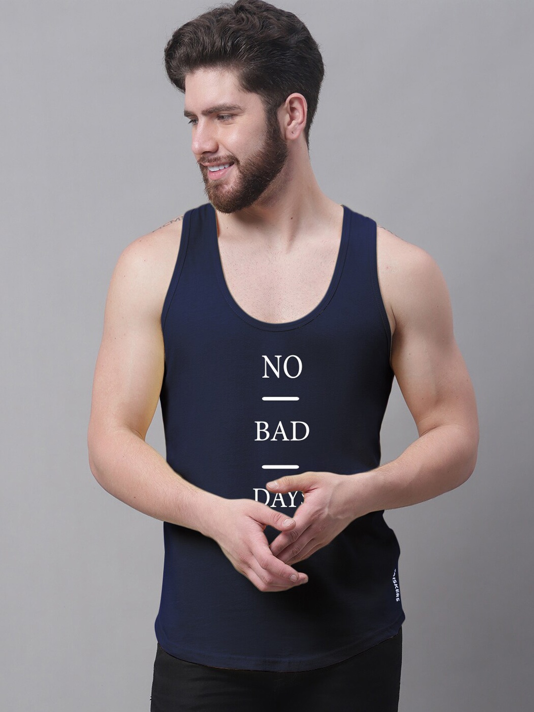 

Friskers Printed Skin Friendly Pure Cotton Innerwear Vests, Navy blue