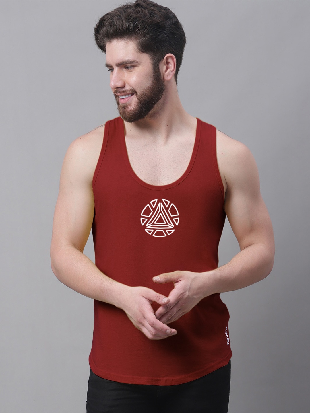 

Friskers Printed Skin Friendly Pure Cotton Innerwear Vests, Maroon