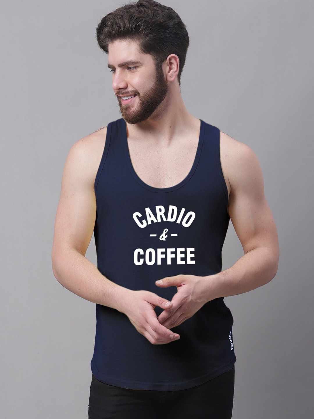 

Friskers Printed Skin Friendly Pure Cotton Innerwear Vests, Navy blue