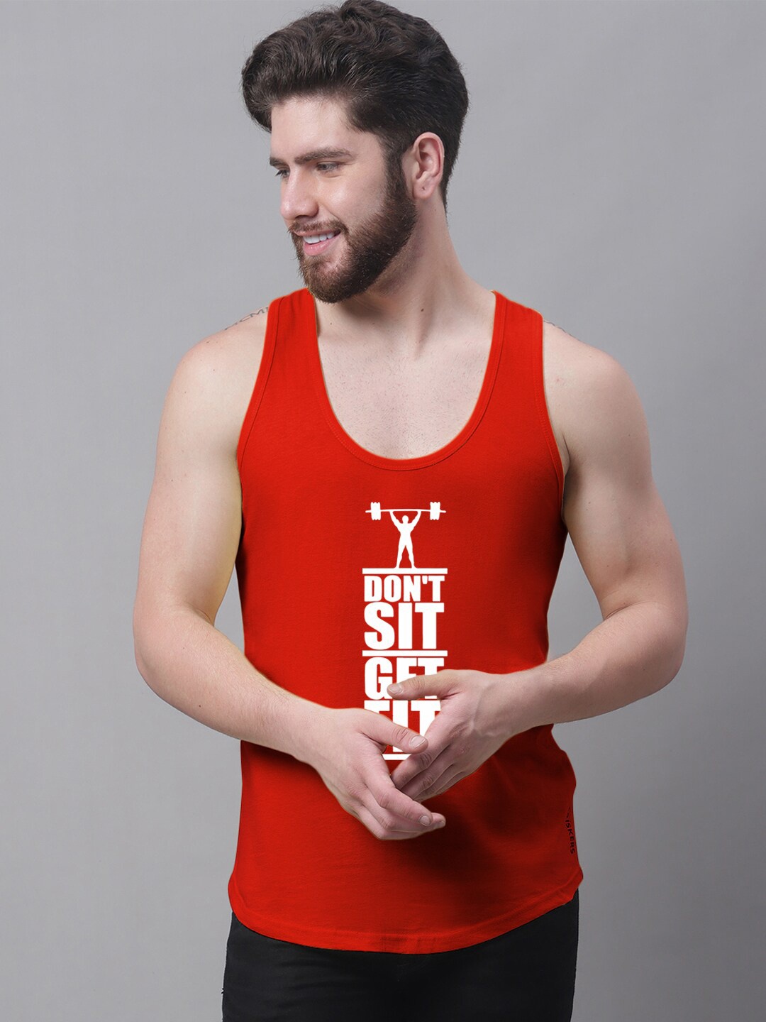 

Friskers Typography Printed Pure Cotton Skin Friendly Innerwear Vests, Red