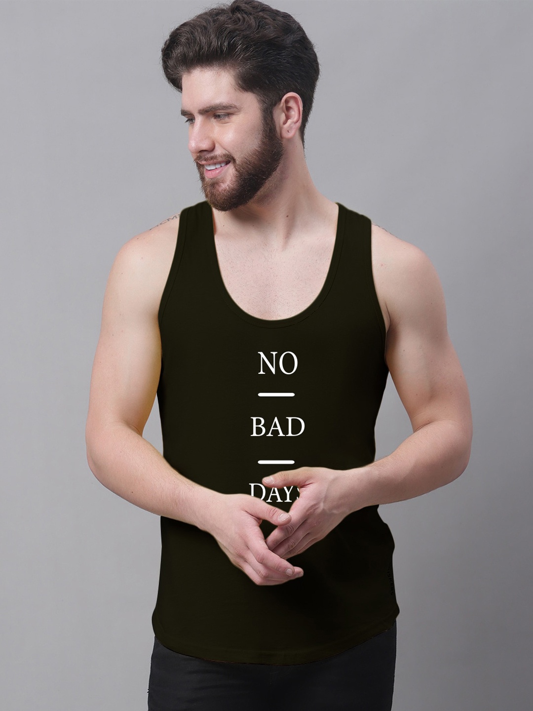 

Friskers Printed Pure Cotton Skin Friendly Innerwear Vests, Black