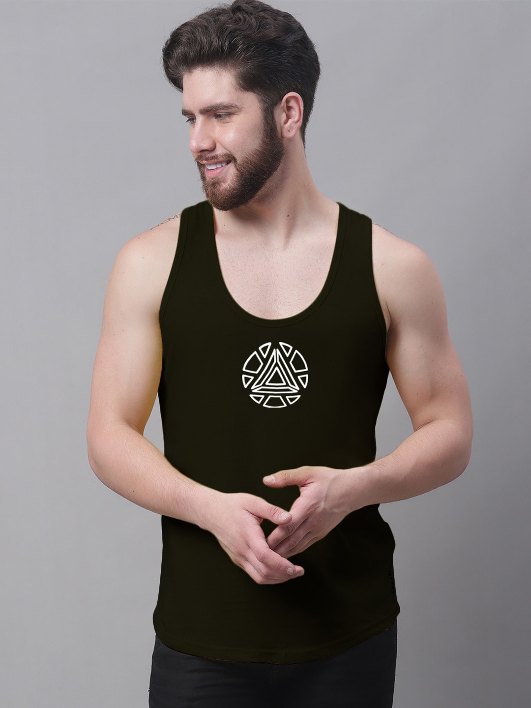 

Friskers Printed Pure Cotton Skin Friendly Innerwear Vests, Black