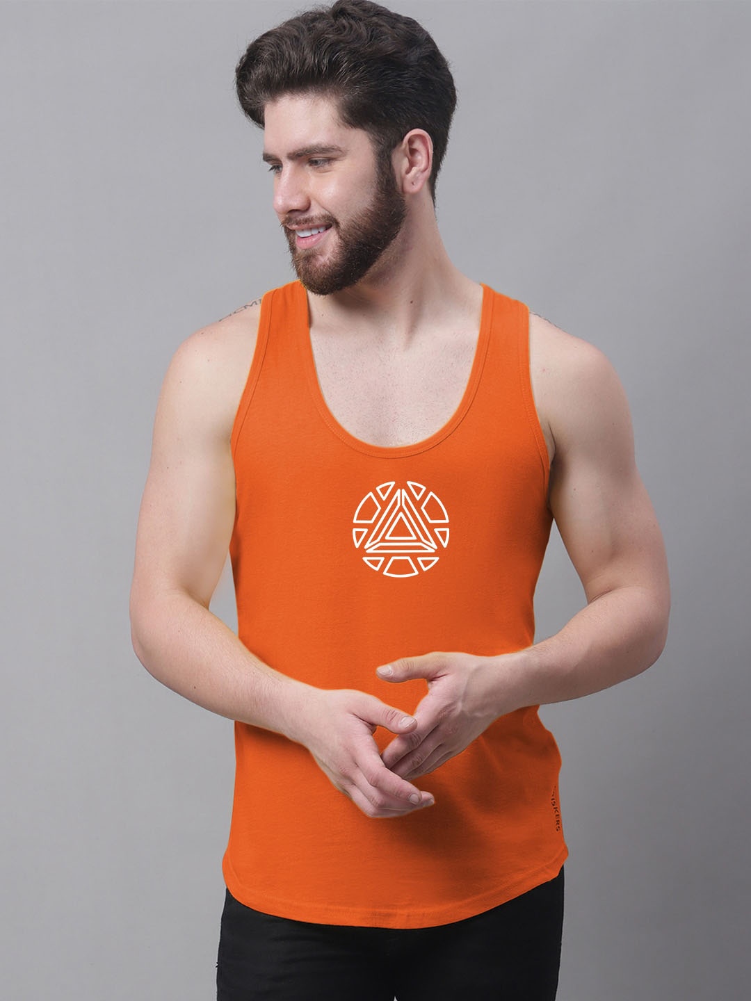 

Friskers Printed Skin Friendly Pure Cotton Innerwear Vests, Orange