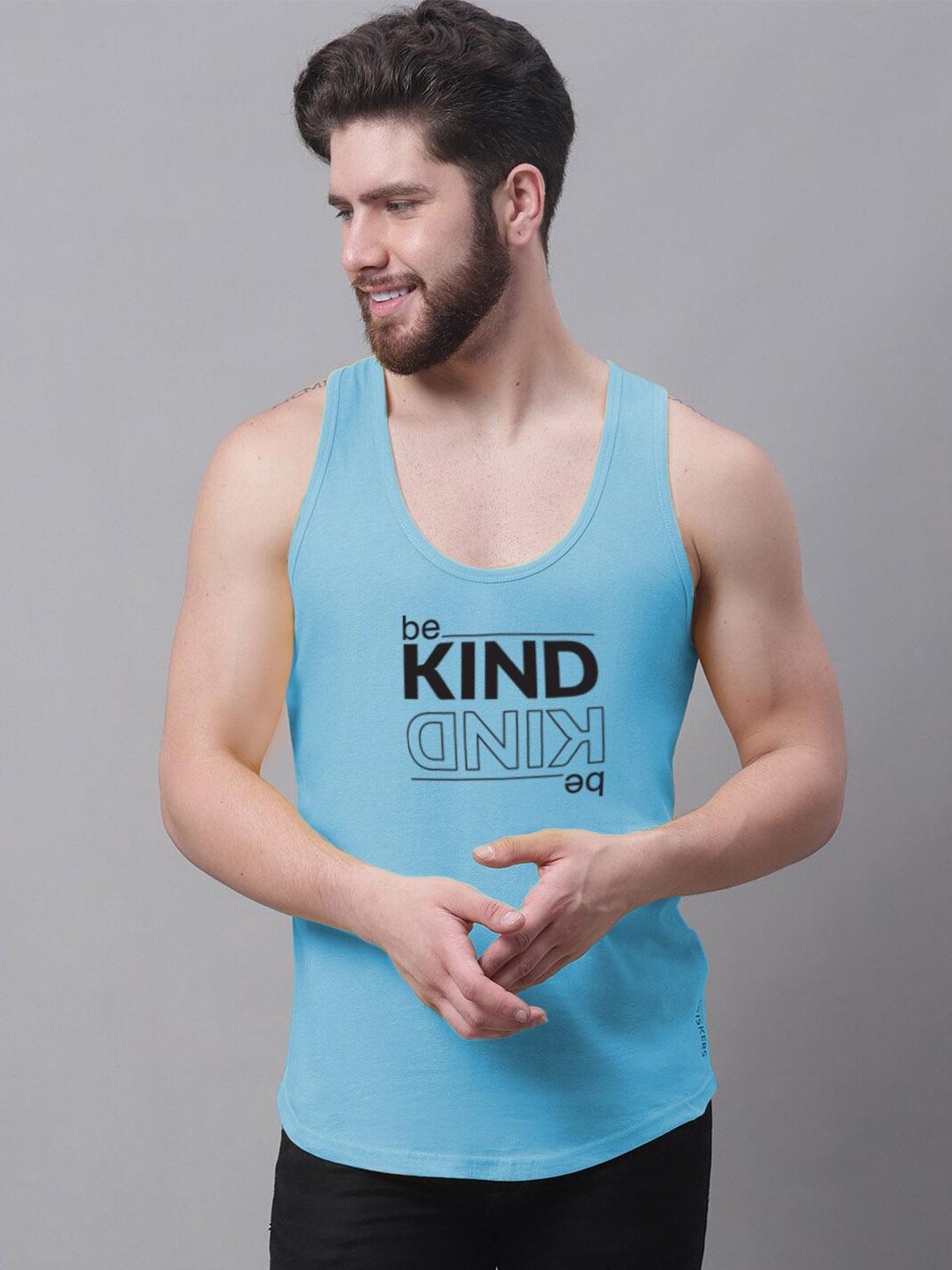 

Friskers Printed Pure Cotton Skin Friendly Innerwear Vests, Turquoise blue