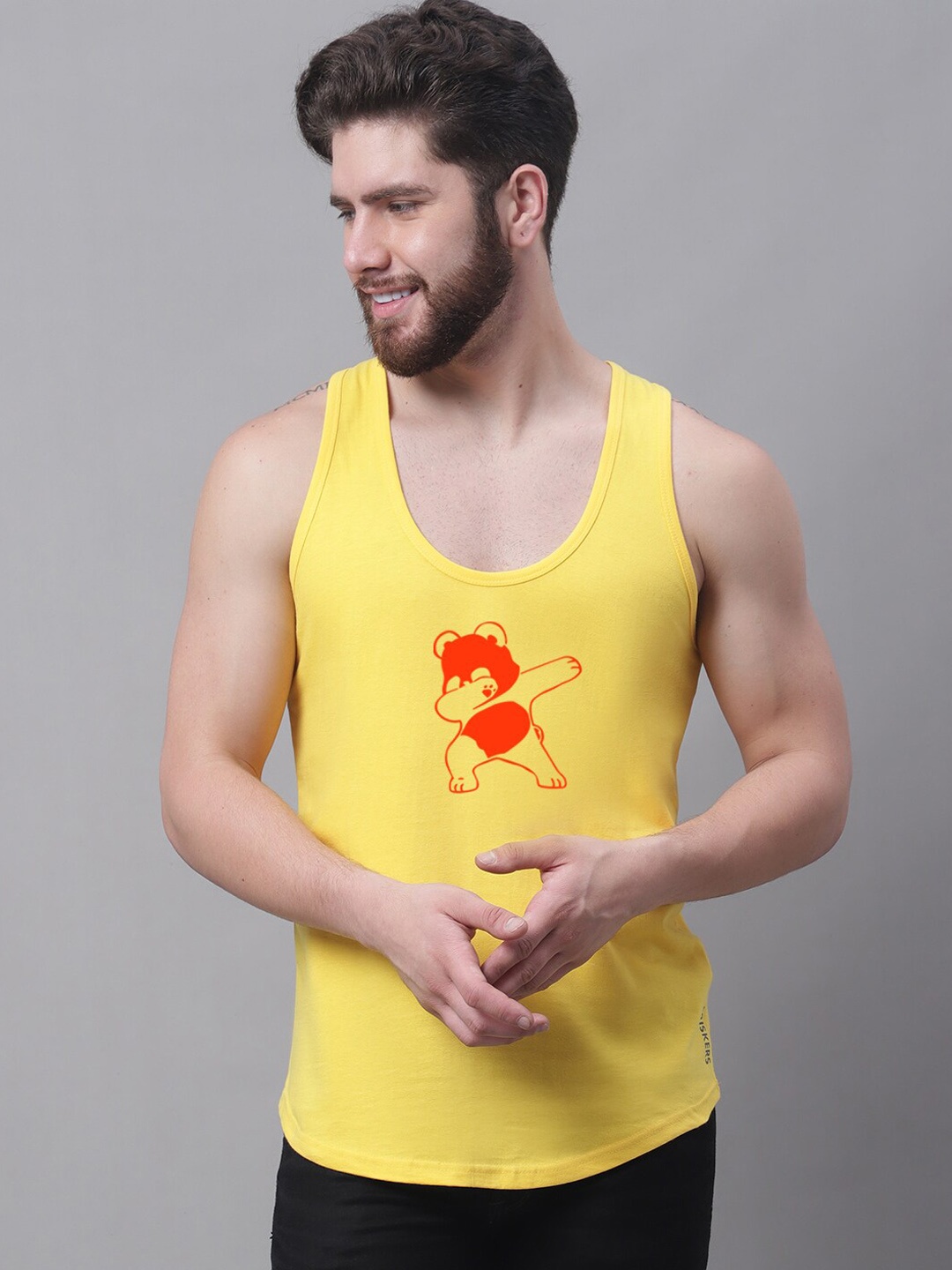 

Friskers Printed Skin Friendly Pure Cotton Innerwear Vests, Yellow