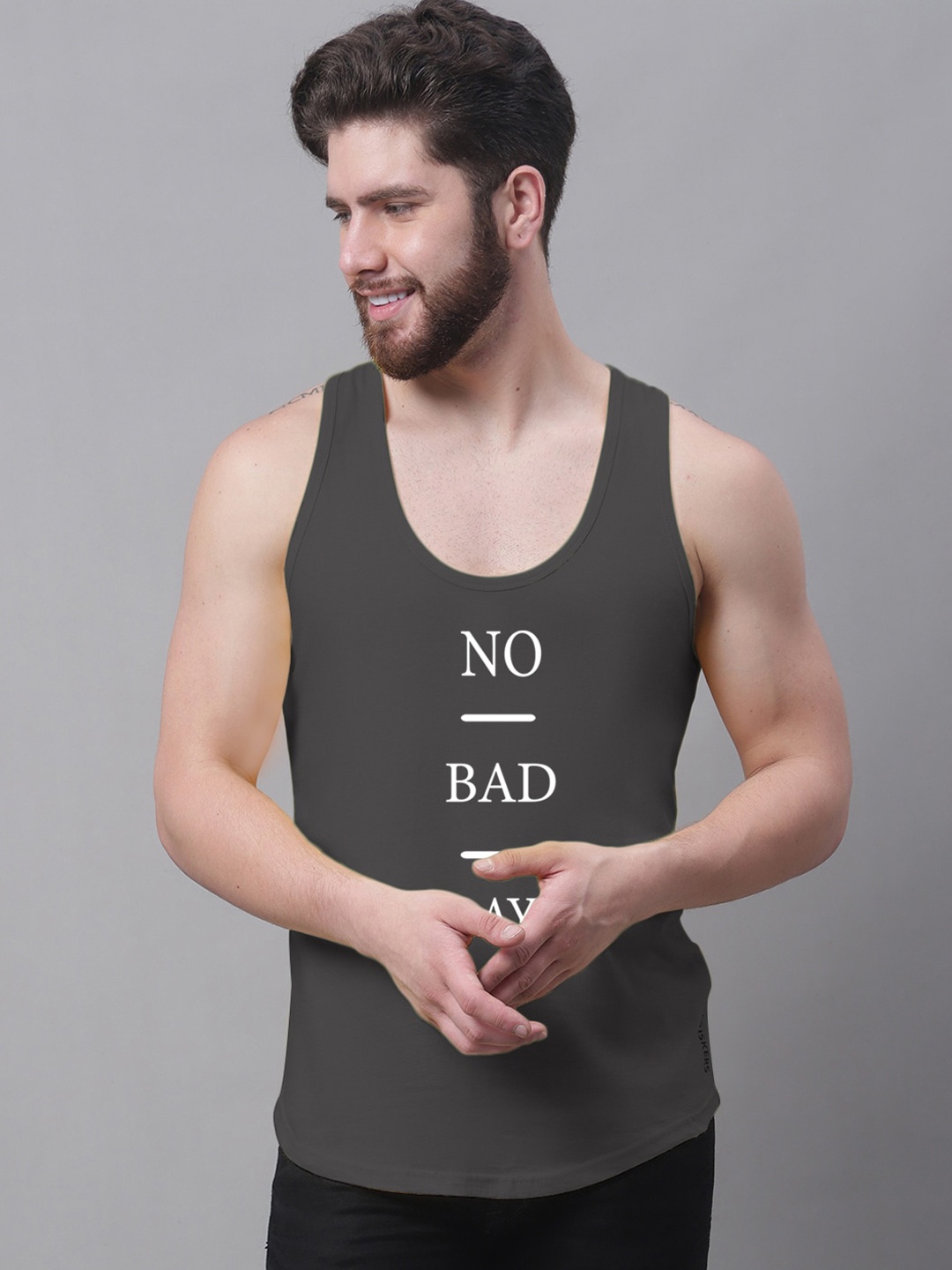 

Friskers Printed Pure Cotton Skin Friendly Innerwear Vests, Grey