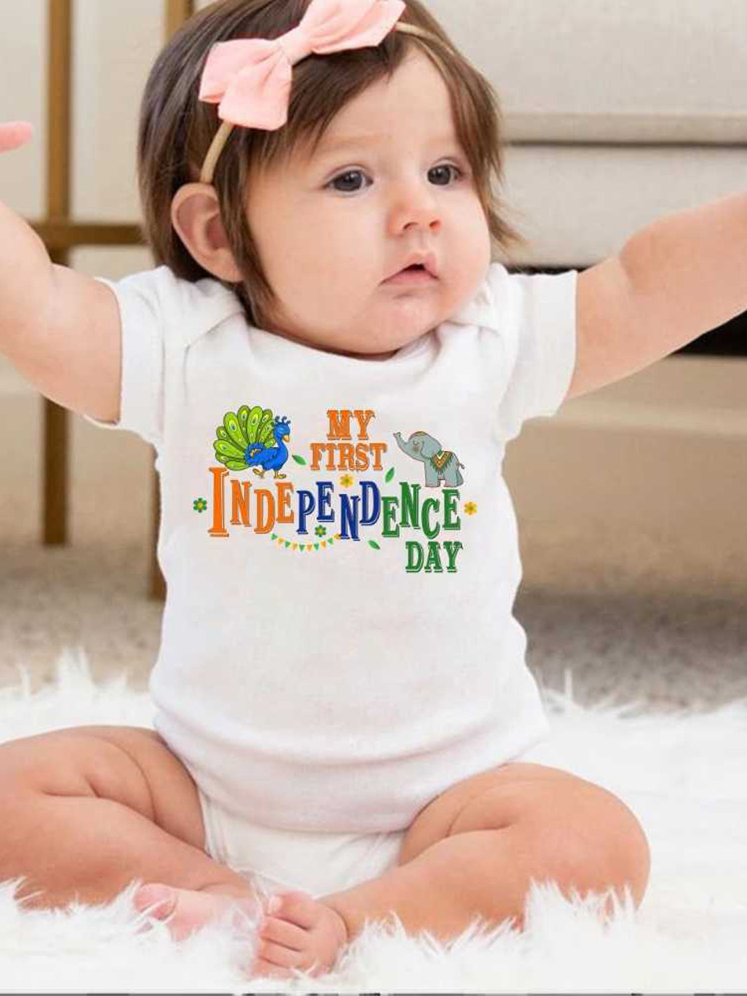 

KNITROOT Infants Printed Cotton Bodysuit, White