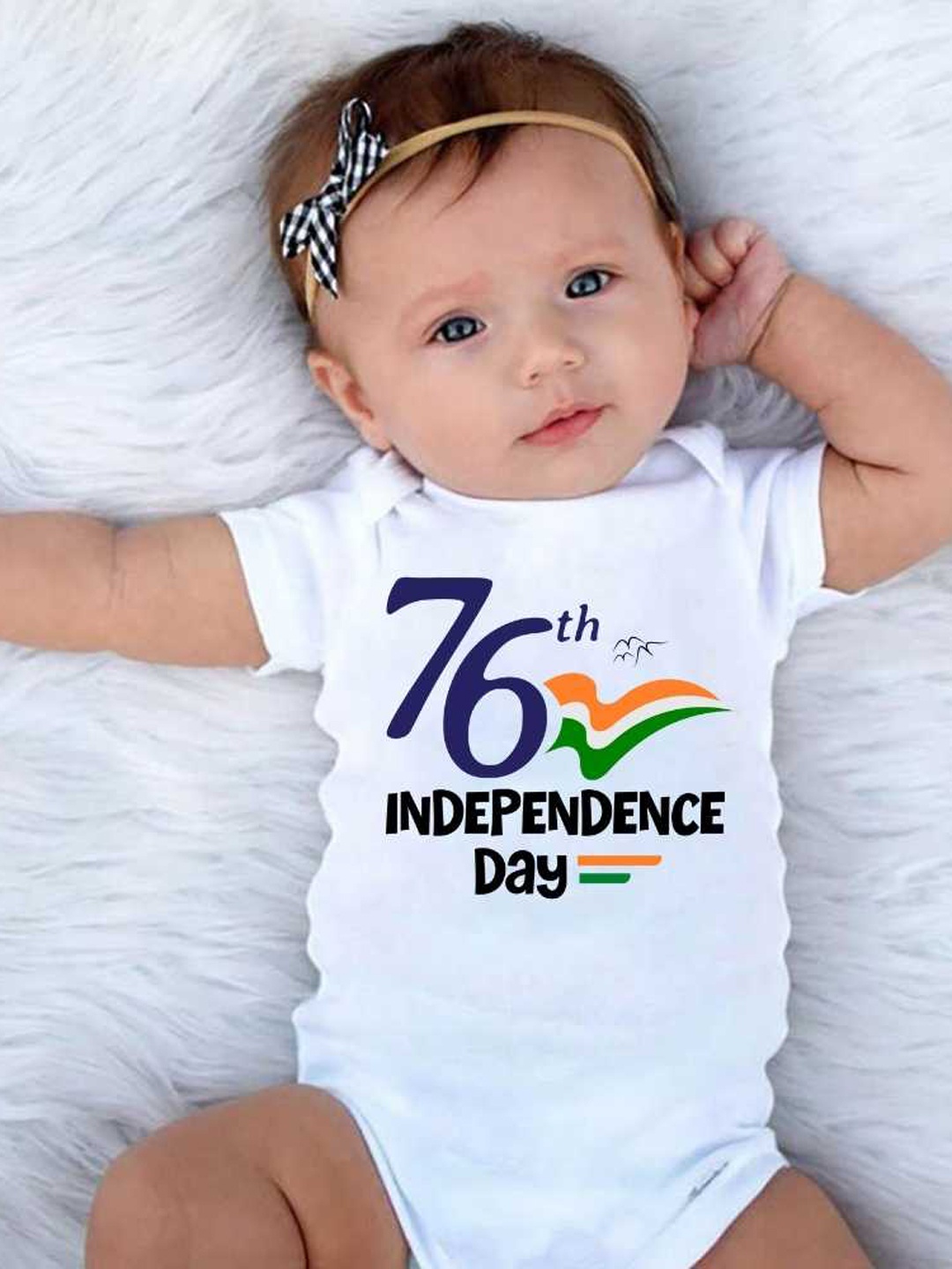

KNITROOT Infants 76th Indepence Day Flag Printed Cotton Bodysuit, White