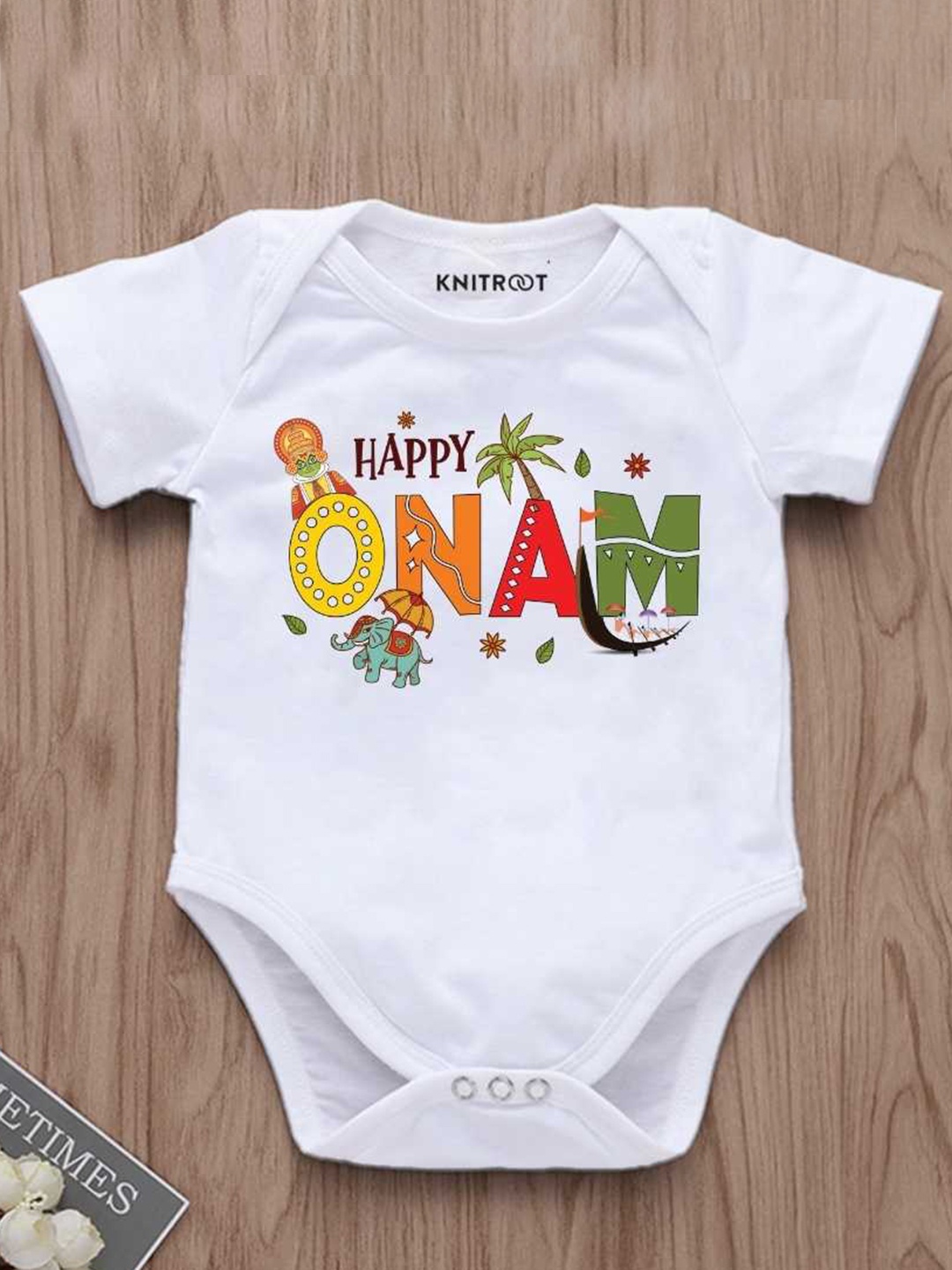 

KNITROOT Infants Printed Cotton Bodysuit, White