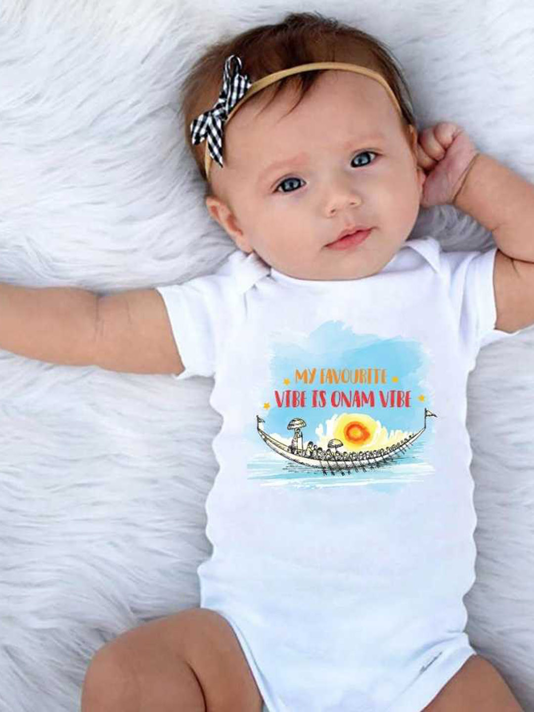 

KNITROOT Infants My Fav Vibe Onam Vibe Printed Cotton Bodysuit, White