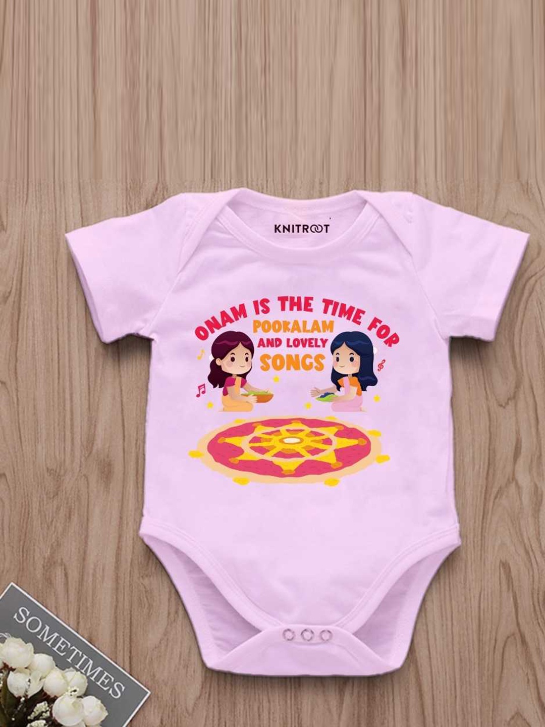 

KNITROOT Infants Time For Pokolam Printed Cotton Bodysuit, Pink