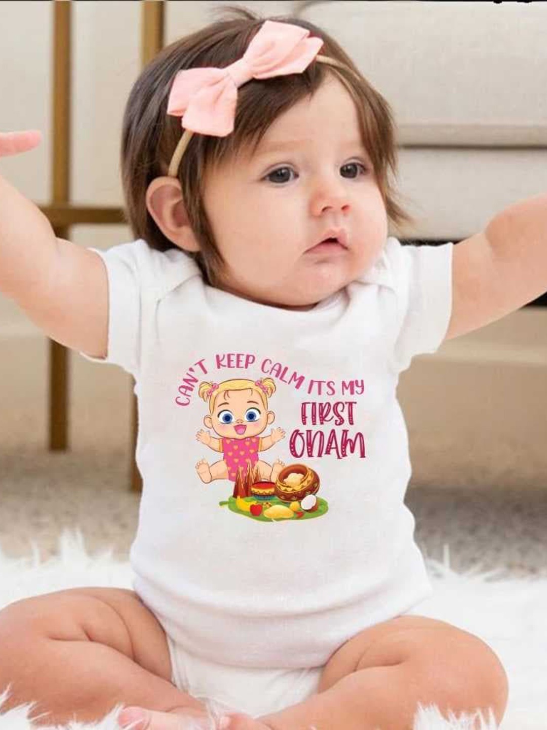 

KNITROOT Infants Typography Printed Cotton Bodysuit, White