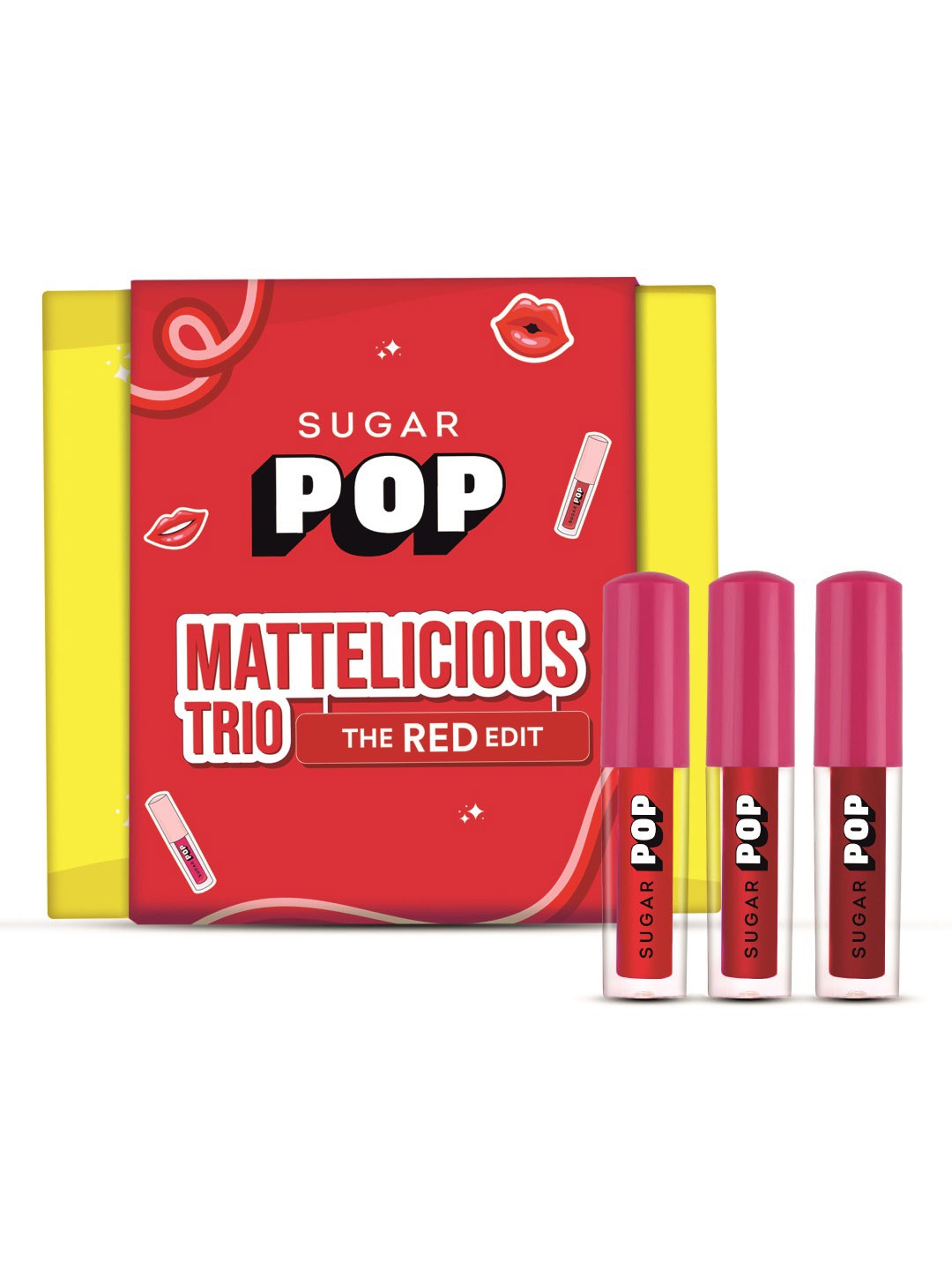 

SUGAR POP Mattelicious Trio Lipstick Set 1.6 ml Each - The Red Edit