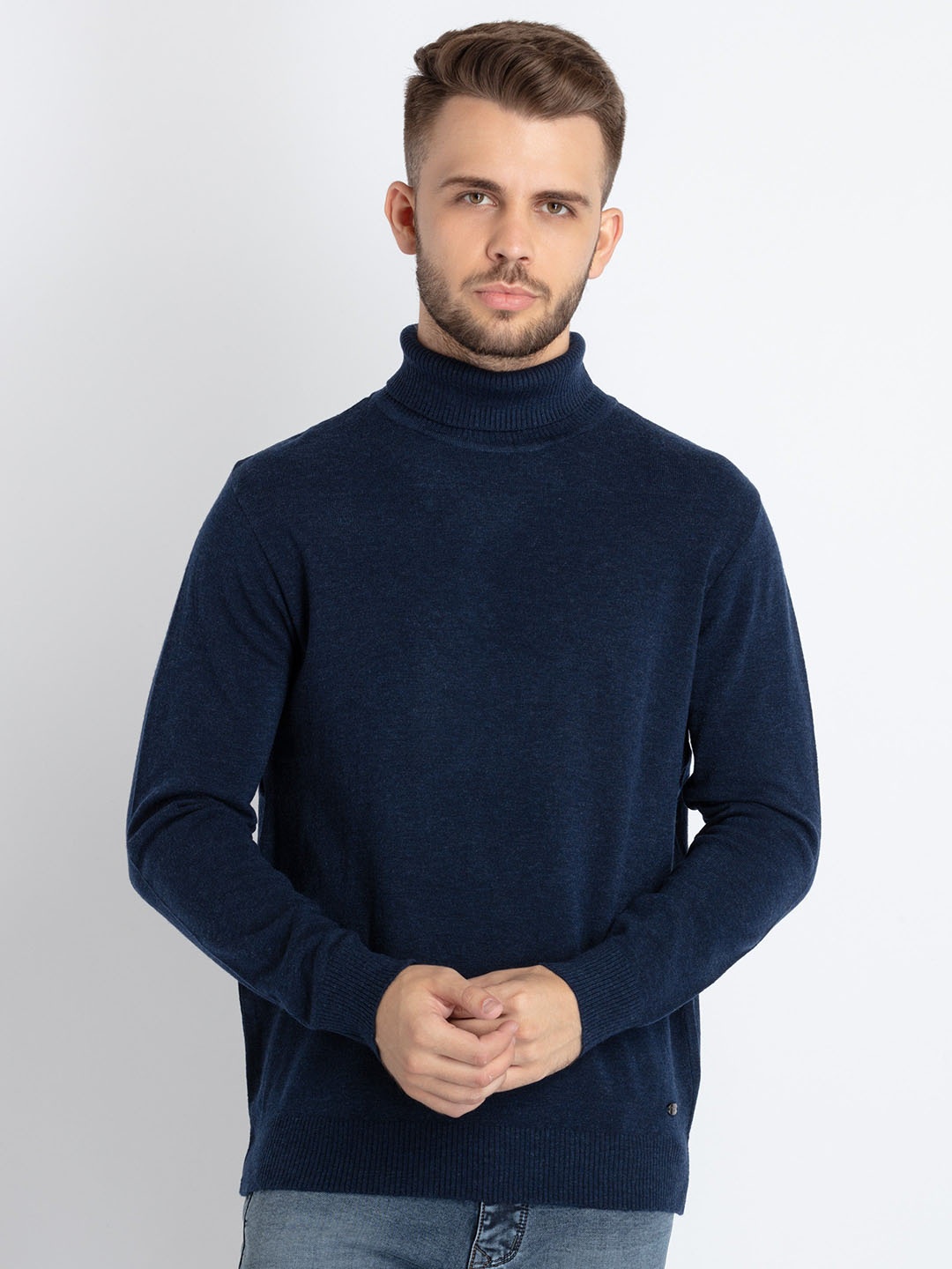 

Status Quo Turtle Neck Pullover, Navy blue