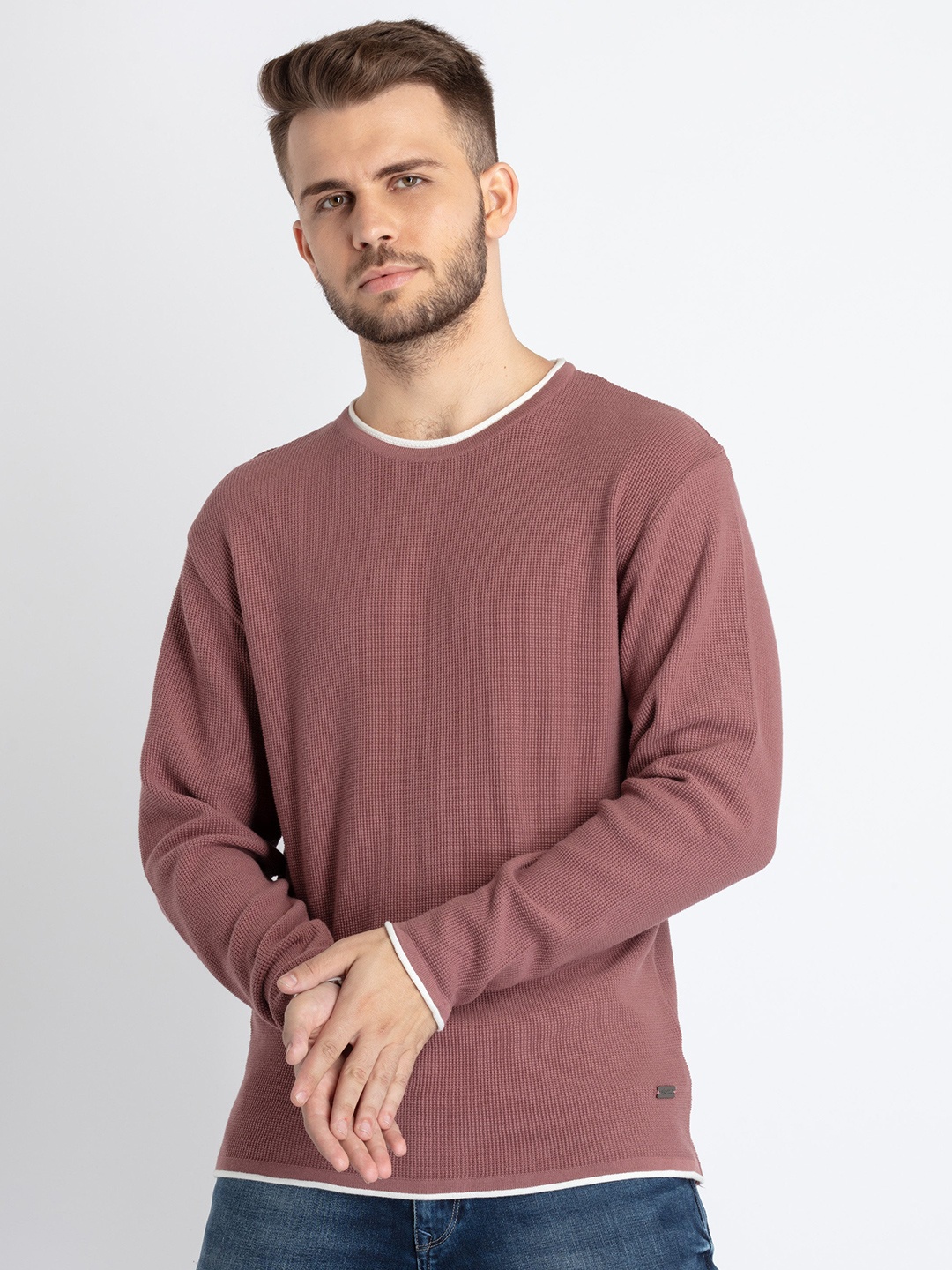 

Status Quo Long Sleeve Cotton Pullover, Mauve