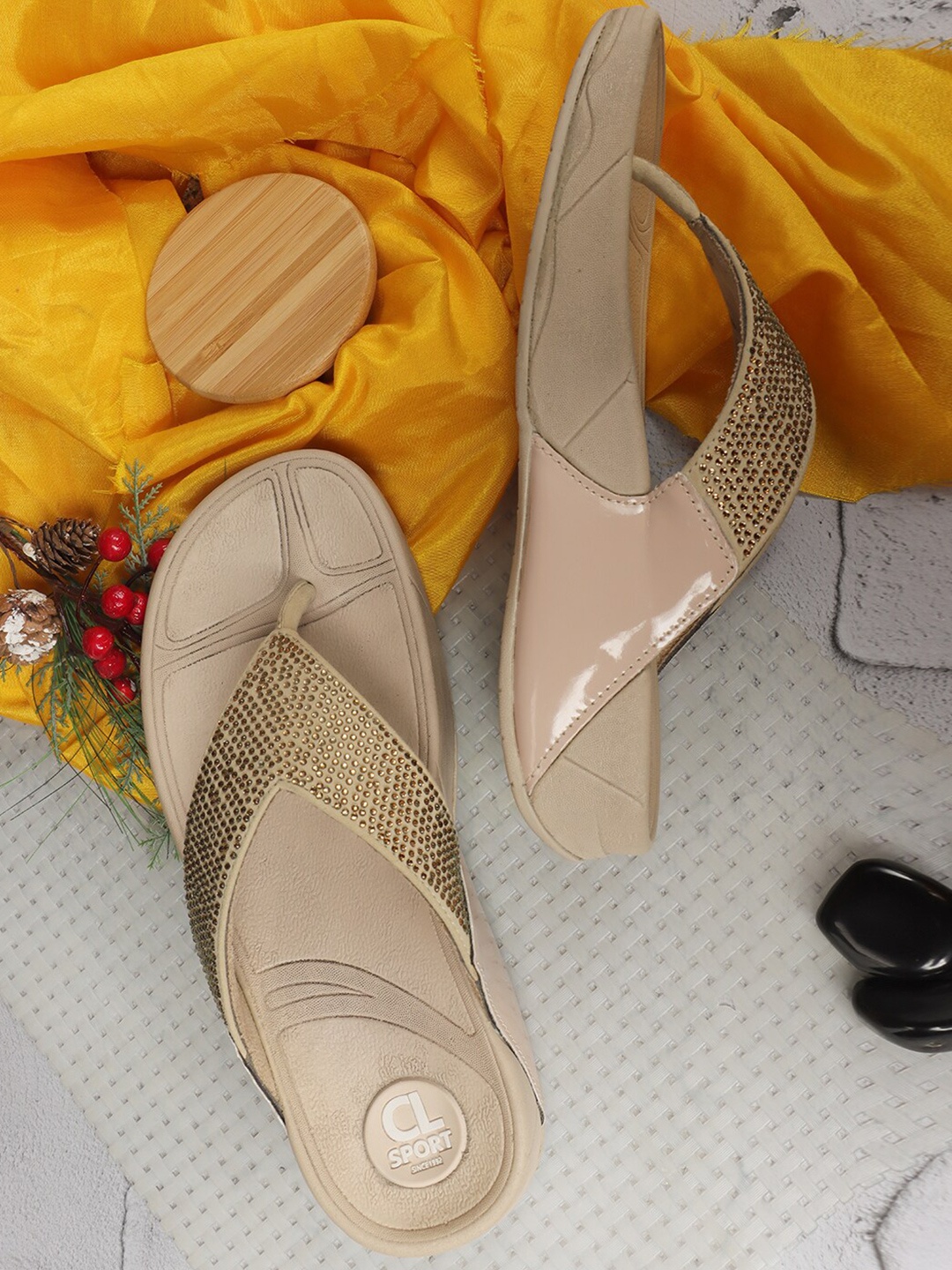 

Carlton London sports Beige Embellished Wedge Sandals