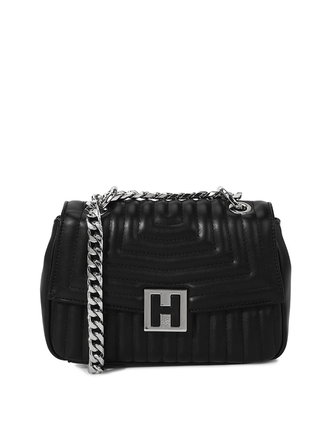 

HUGO PU Bowling Sling Bag with Quilted, Black