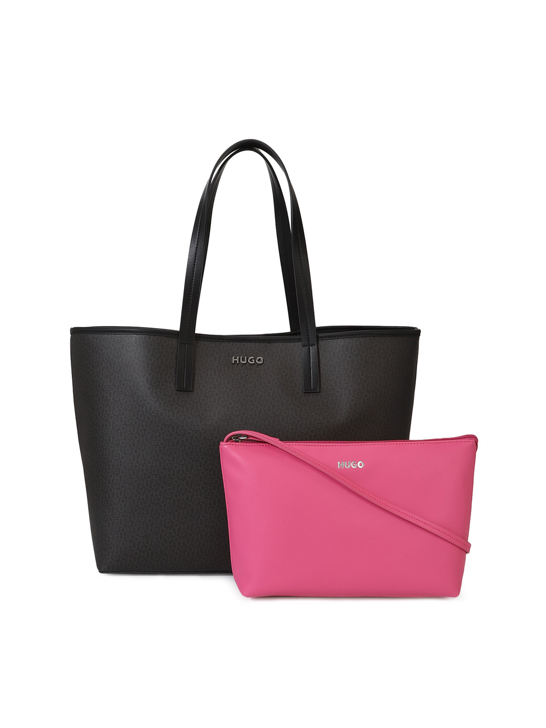 

HUGO Black PU Shopper Shoulder Bag with Sling Bag