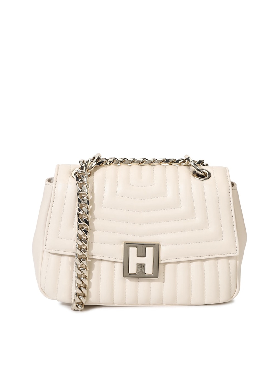 

HUGO PU Structured Sling Bag with Quilted, White