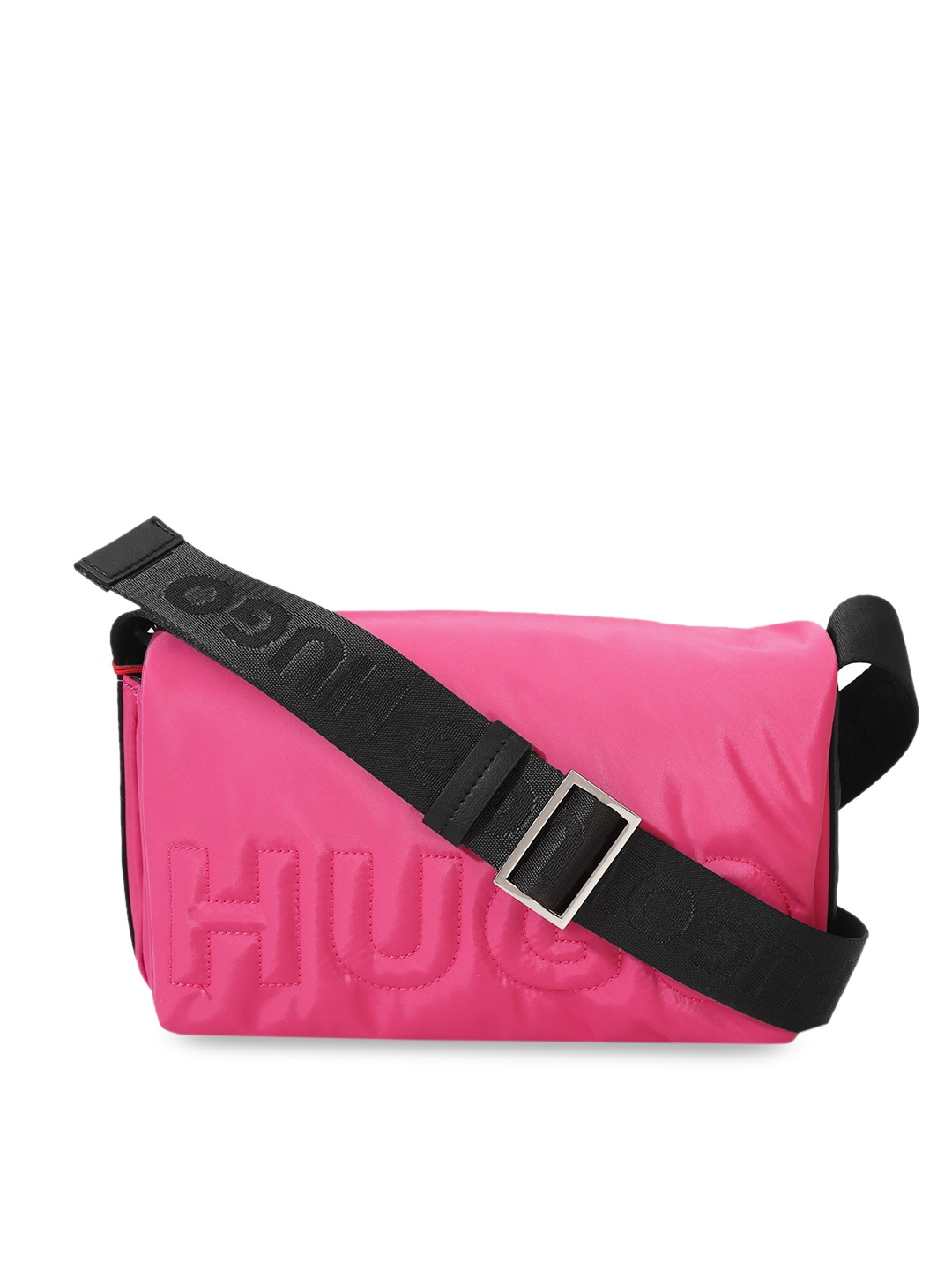 

HUGO PU Structured Sling Bag with Quilted, Fuchsia
