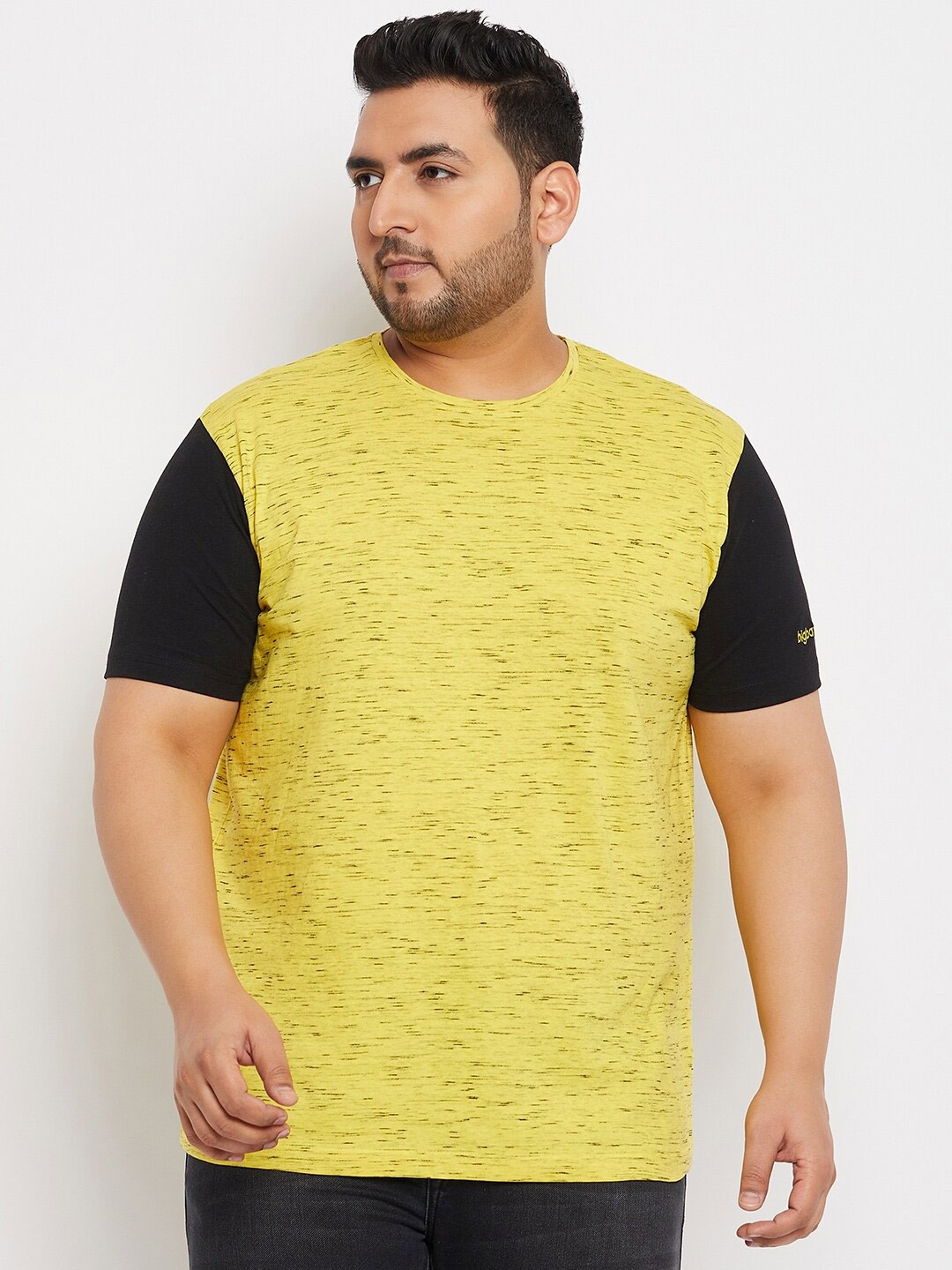 

bigbanana Men Plus Size Bio Finish Pure Cotton T-shirt, Yellow
